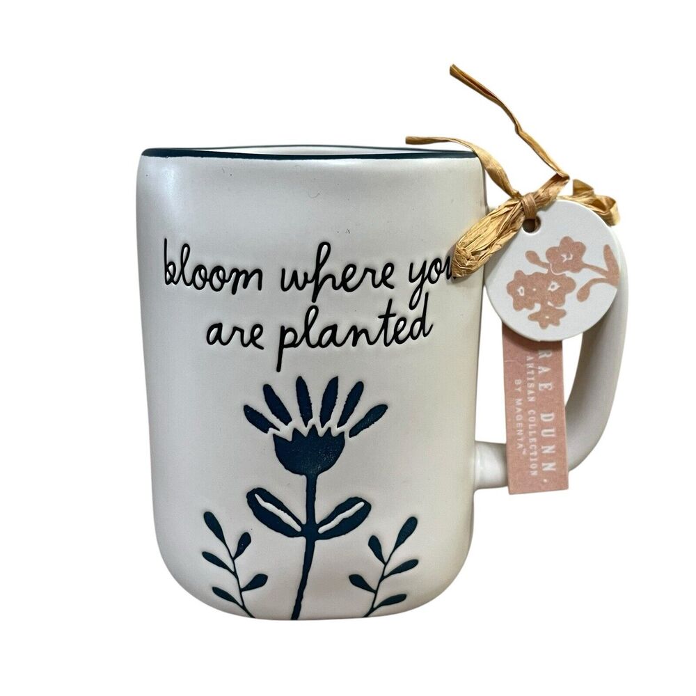 Rae Dunn Bloom Where You Are Planted Mug Minimalist Farmhouse Gardening